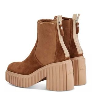 $640 AGL Tiggy Warm Genuine Shearling Bootie PLATFORM CHUNKY COGNAC 40